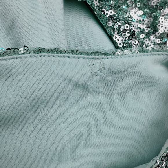 B. Darlin NWT Mini Sequins Mini Dress Size 1/2 Mint Green Open Back Sleeveless - Picture 12 of 13